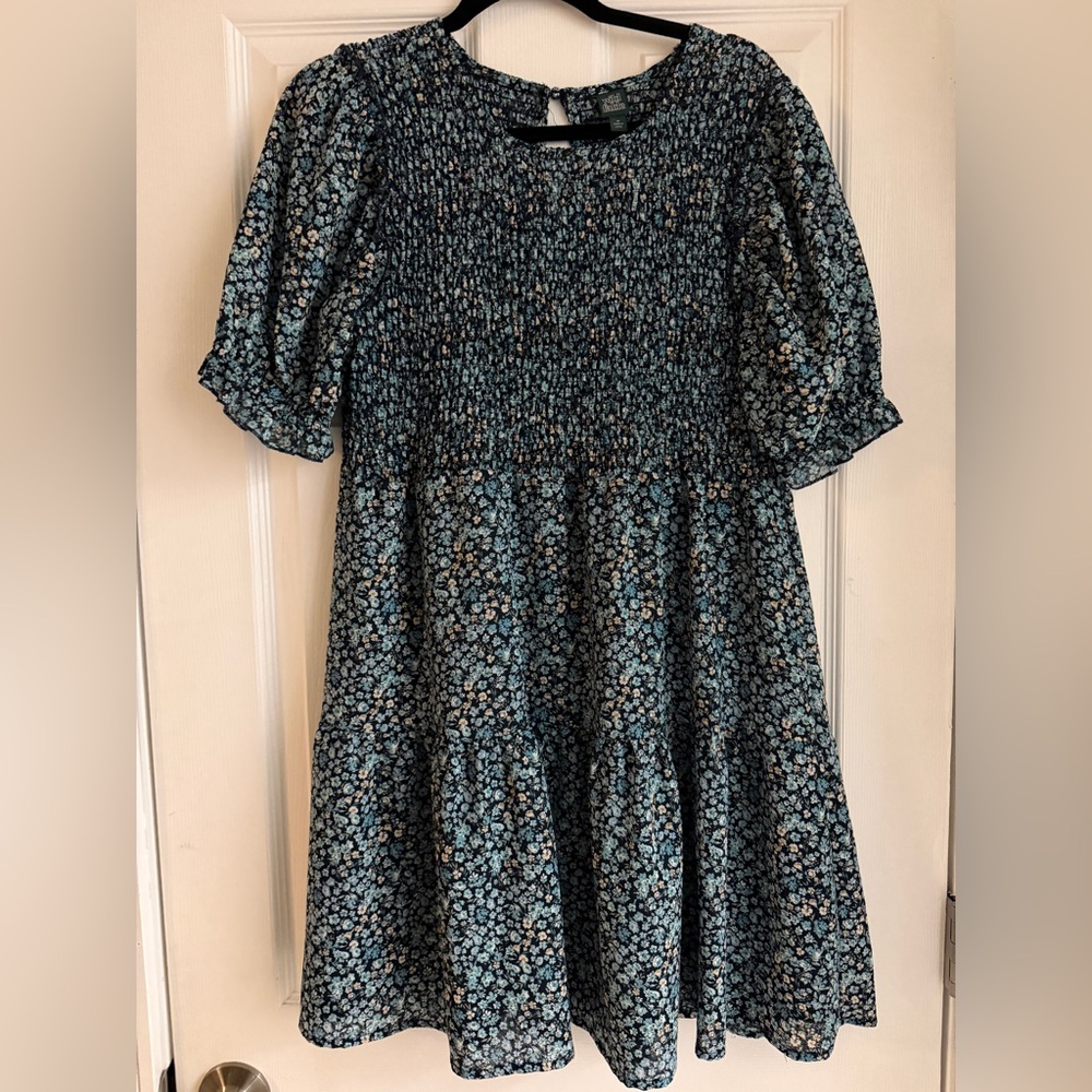 Floral Smocked Dress with Puff Sleeves